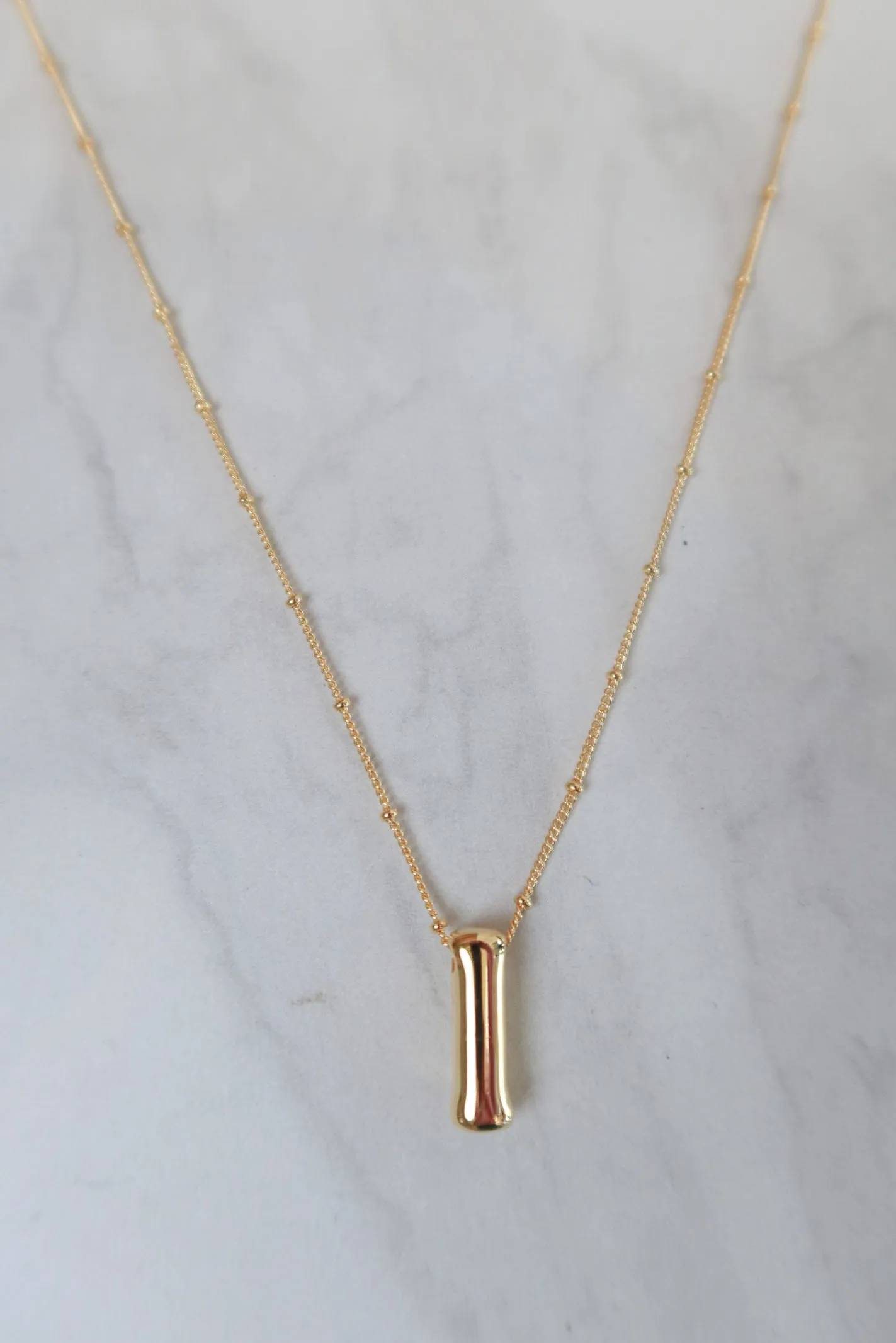 Gold Bubble Initial Necklace