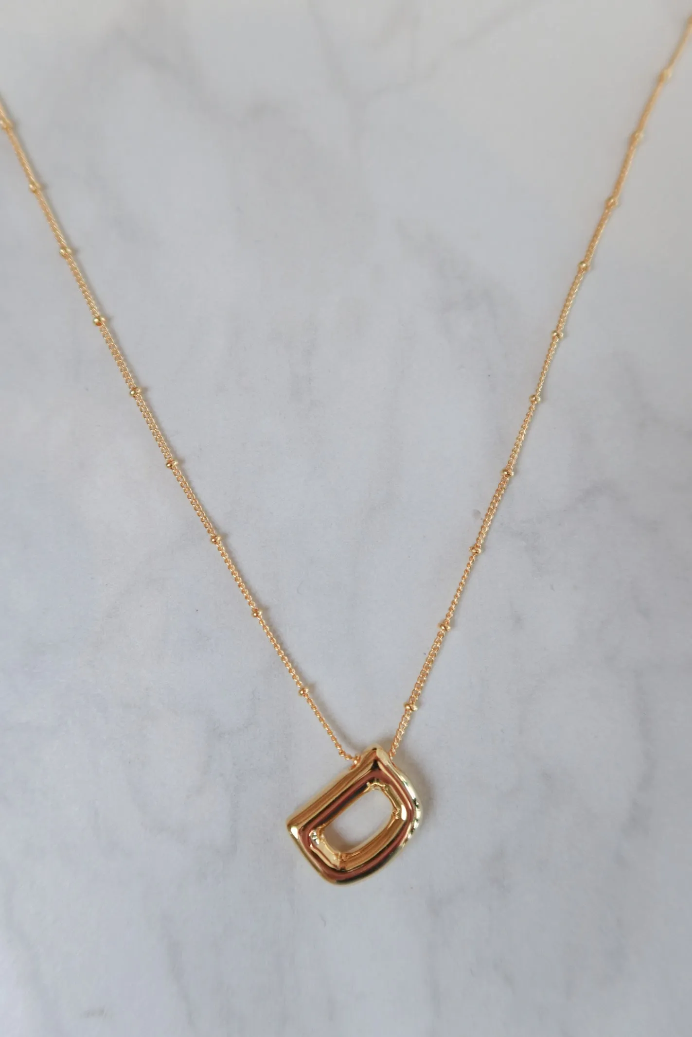Gold Bubble Initial Necklace
