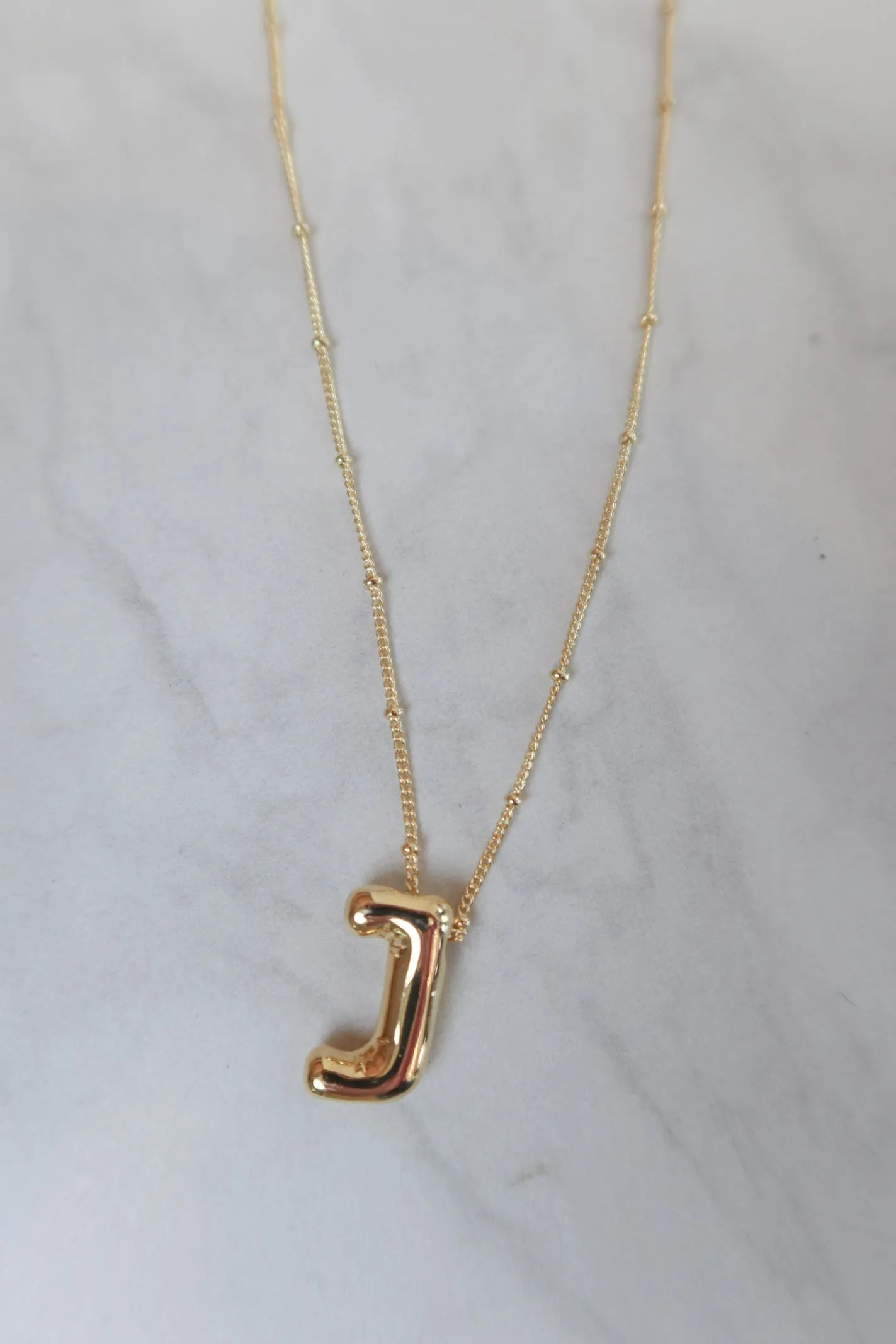Gold Bubble Initial Necklace