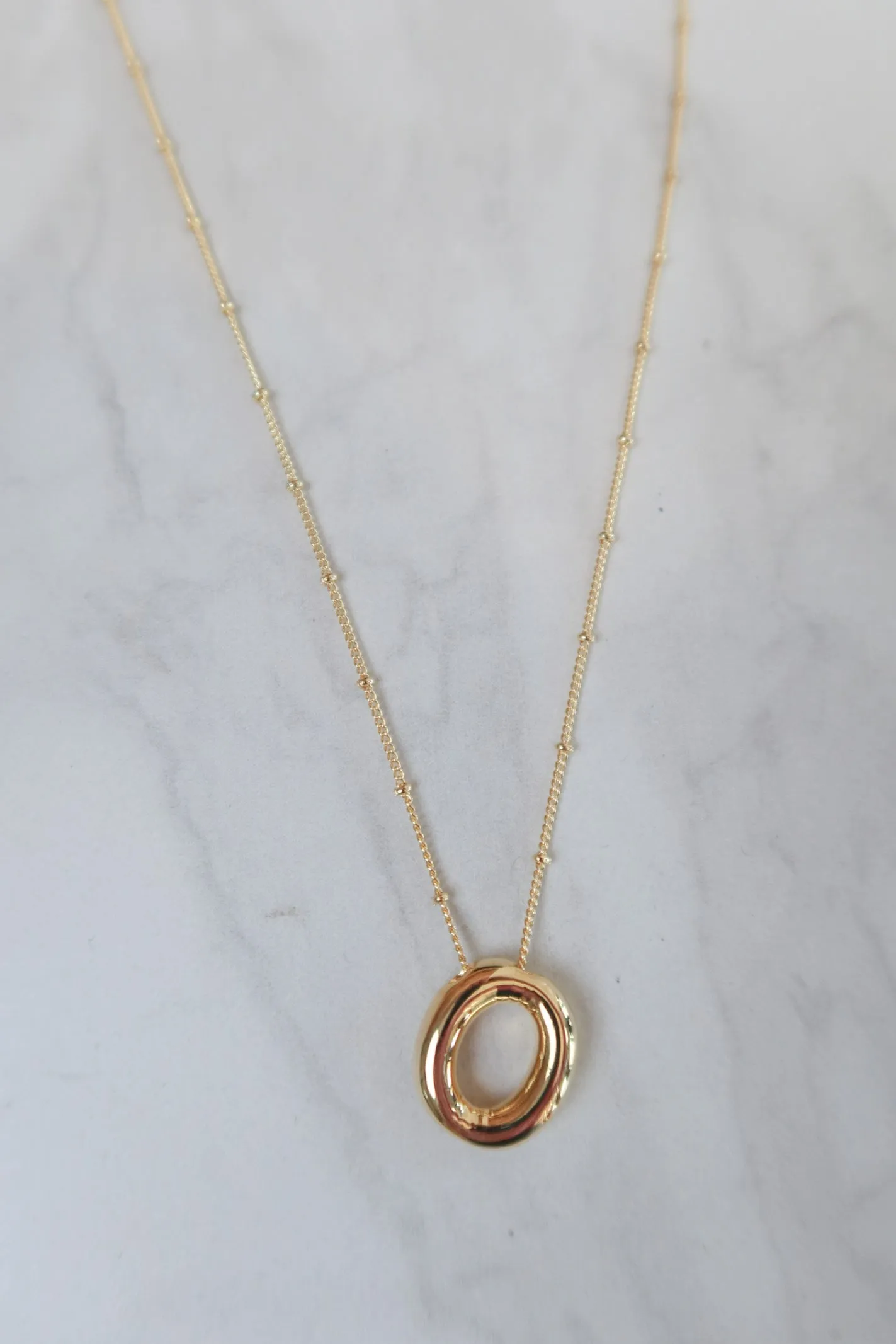 Gold Bubble Initial Necklace