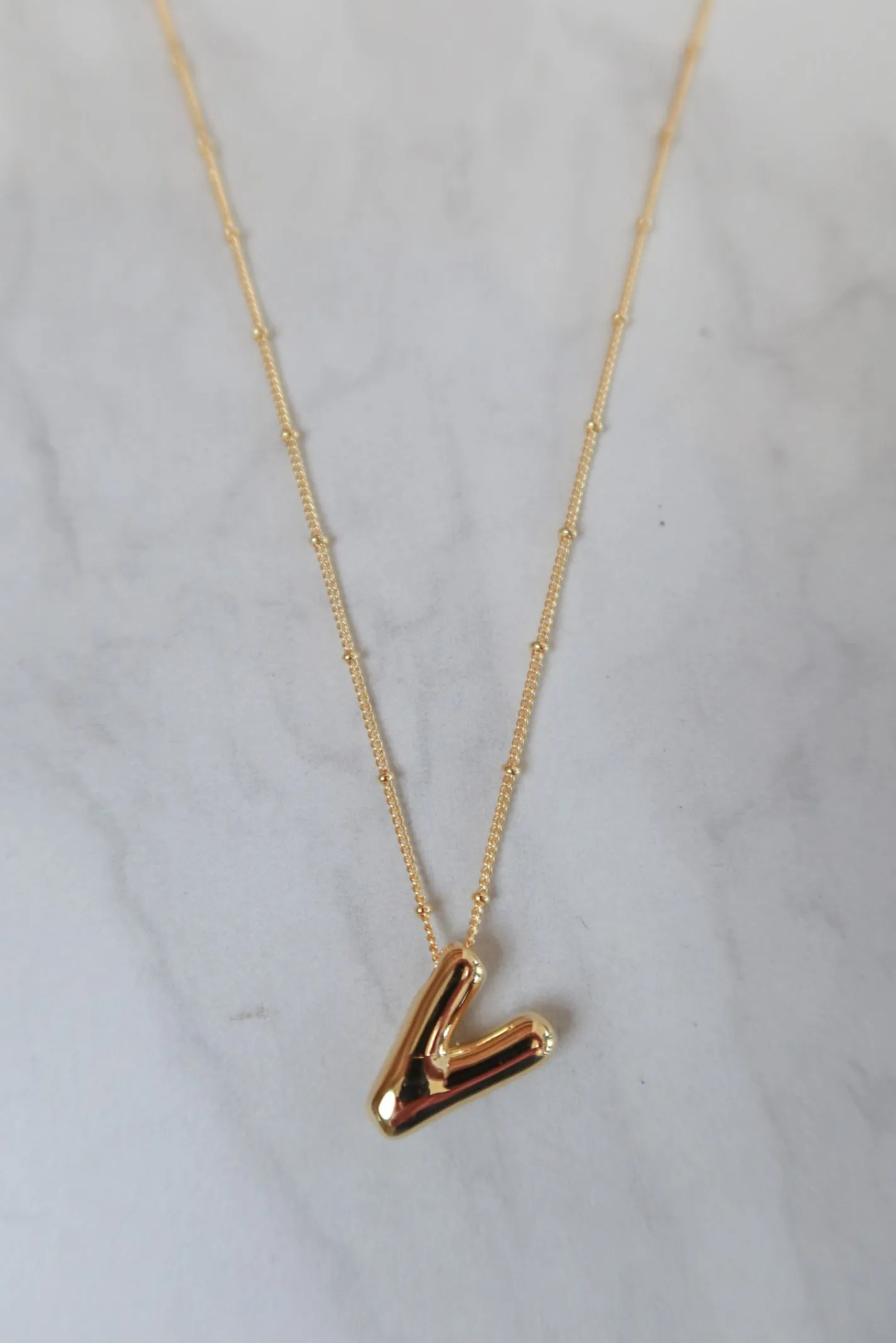 Gold Bubble Initial Necklace