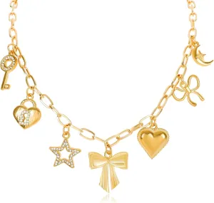 Gold Butterfly Necklace for Women, Dainty Color Cubic Zircon Stereo Butterfly Pendant Necklace