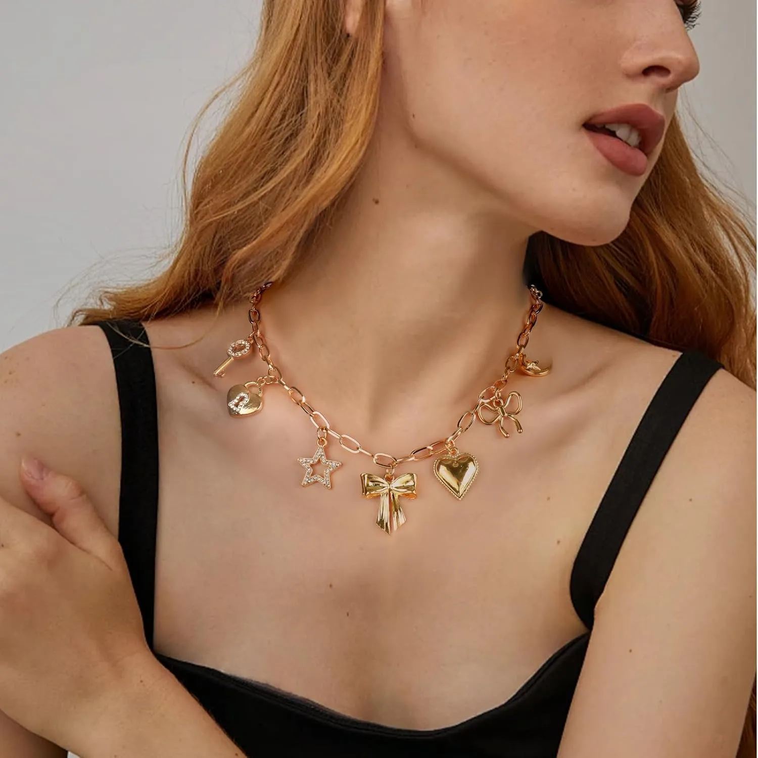 Gold Butterfly Necklace for Women, Dainty Color Cubic Zircon Stereo Butterfly Pendant Necklace