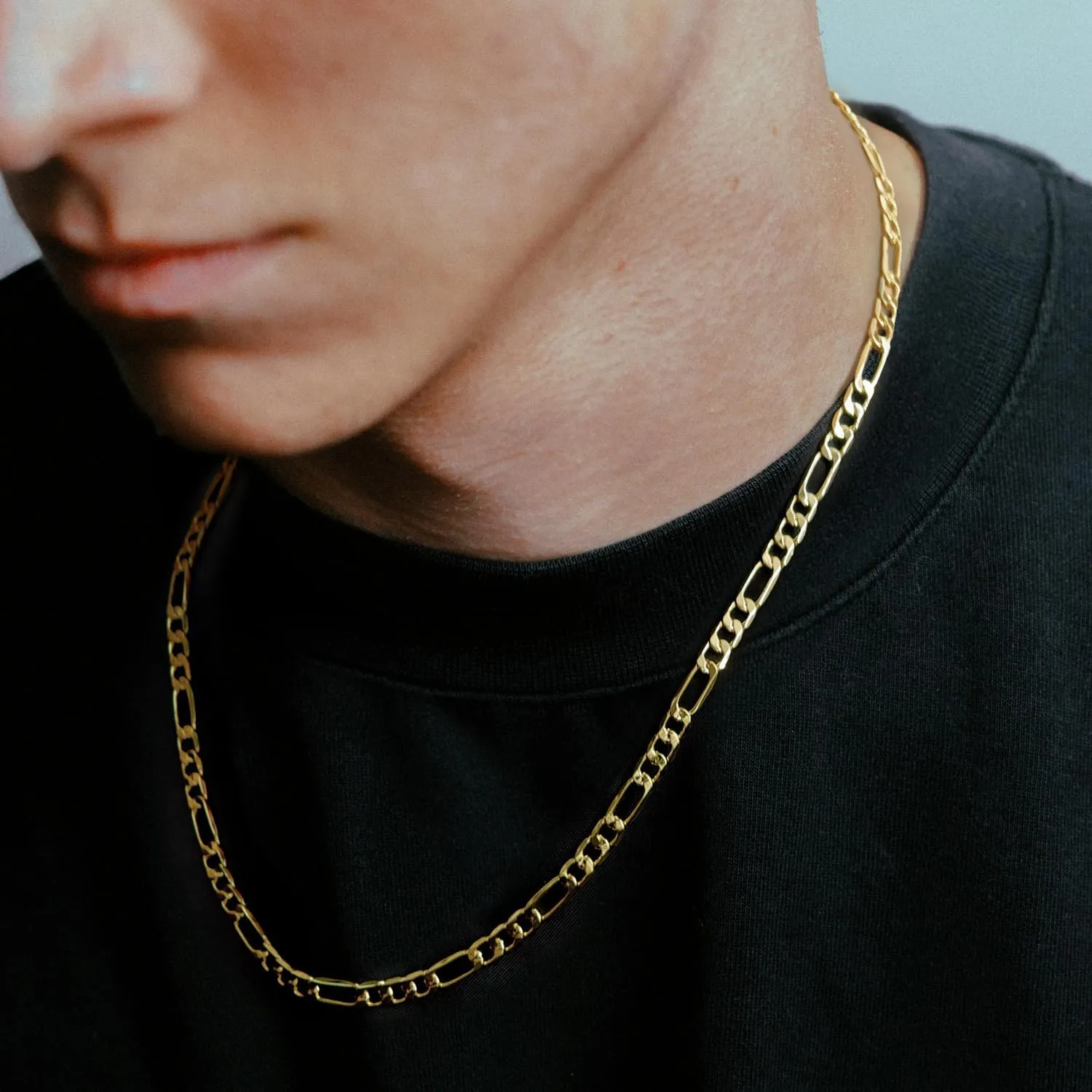 Gold Chain for Men 14K Gold Chain Necklace for Women & Men Figaro Chains for Mens Chains Necklaces 5MM 16 18 20 22 24 26 30