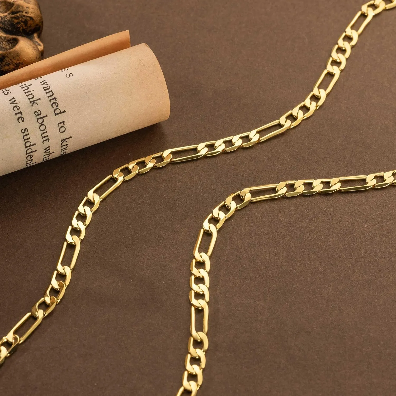 Gold Chain for Men 14K Gold Chain Necklace for Women & Men Figaro Chains for Mens Chains Necklaces 5MM 16 18 20 22 24 26 30