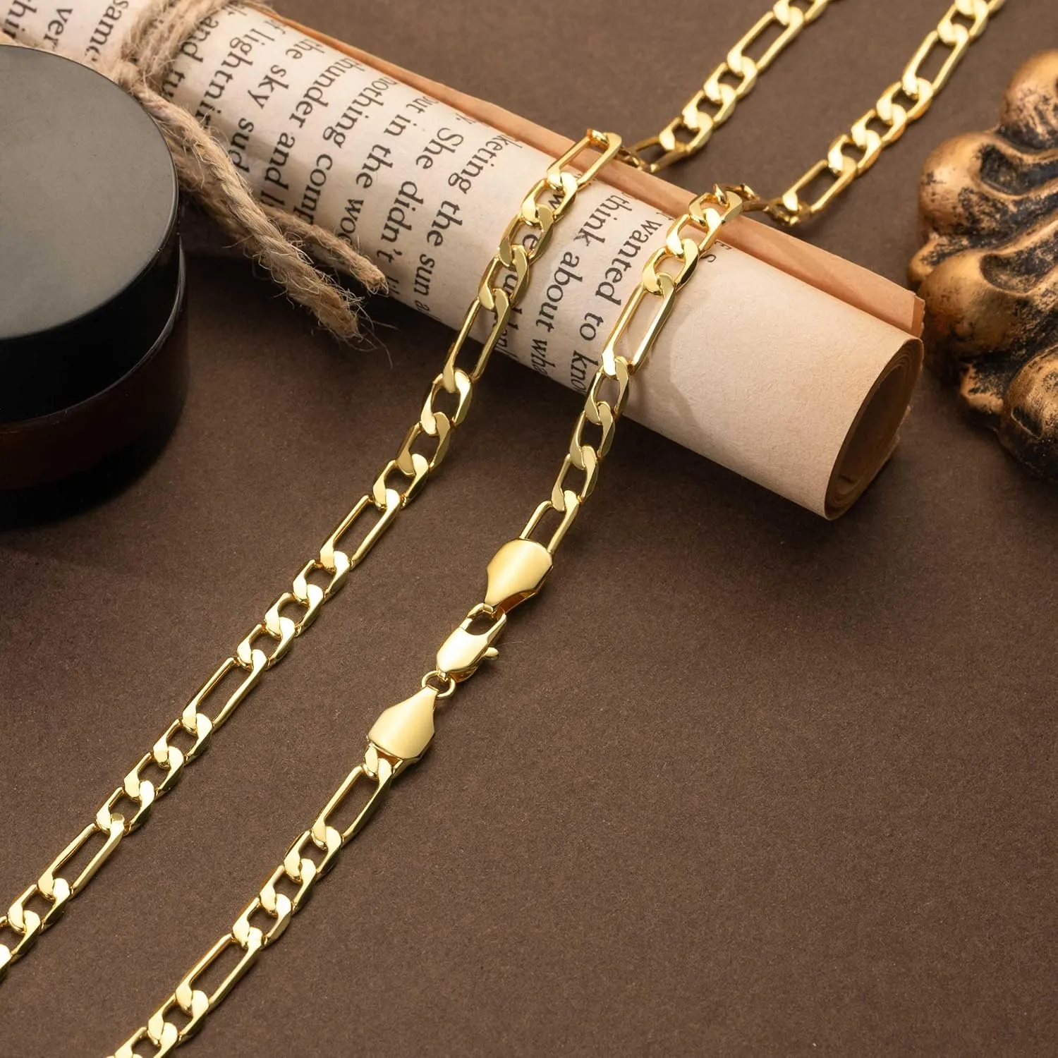 Gold Chain for Men 14K Gold Chain Necklace for Women & Men Figaro Chains for Mens Chains Necklaces 5MM 16 18 20 22 24 26 30