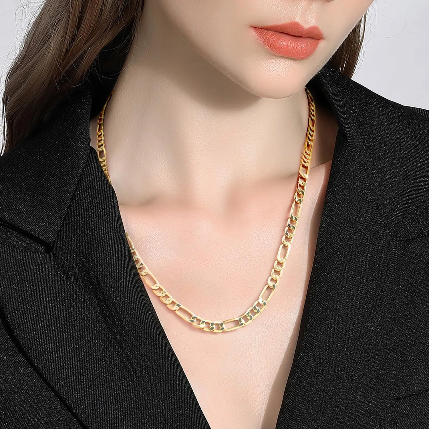 Gold Chain for Men 14K Gold Chain Necklace for Women & Men Figaro Chains for Mens Chains Necklaces 5MM 16 18 20 22 24 26 30