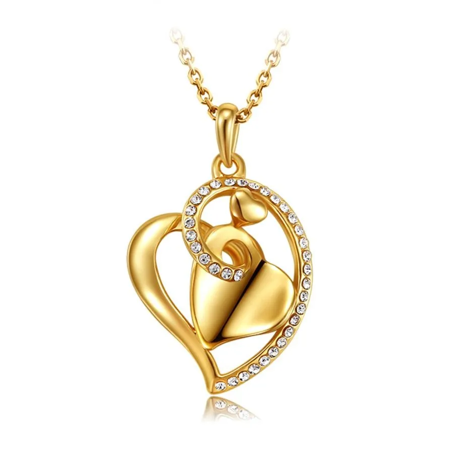 Gold Color Heart Love Pendant Necklace