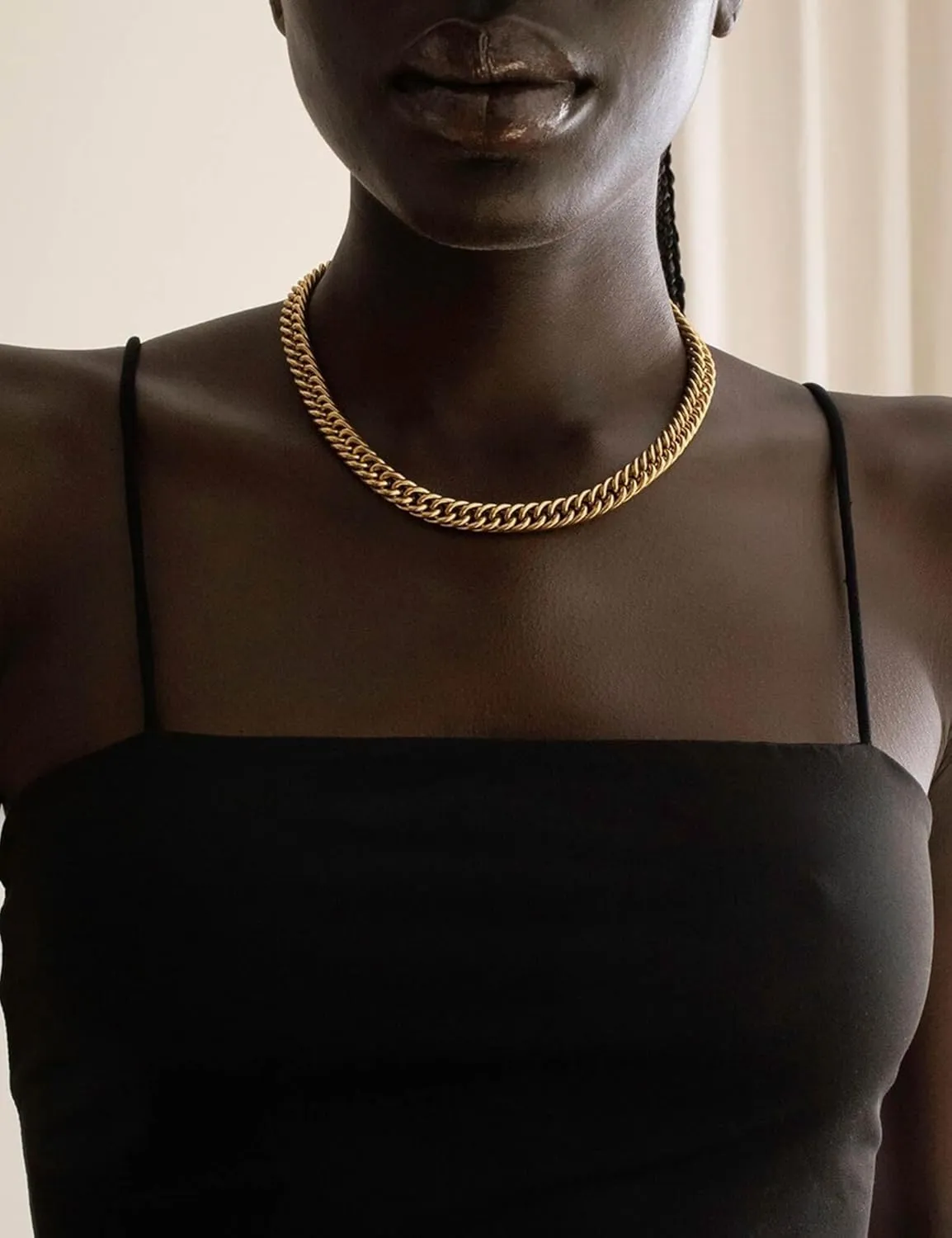 Gold Cuban Link Chain for Women Men, 9mm 18K Gold Plated Chunky Cuban Curb Link Chain Choker Necklace