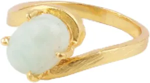 Gold Plated Green Amazonite Single Stone Rings Gemstone Designer Band Handmade Rings (Available 5,6,7,8,9)