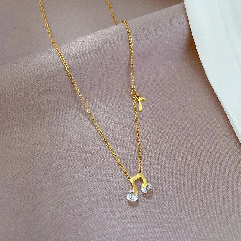 Gold Plated Jumping Notes Pendant Neckalce For Women