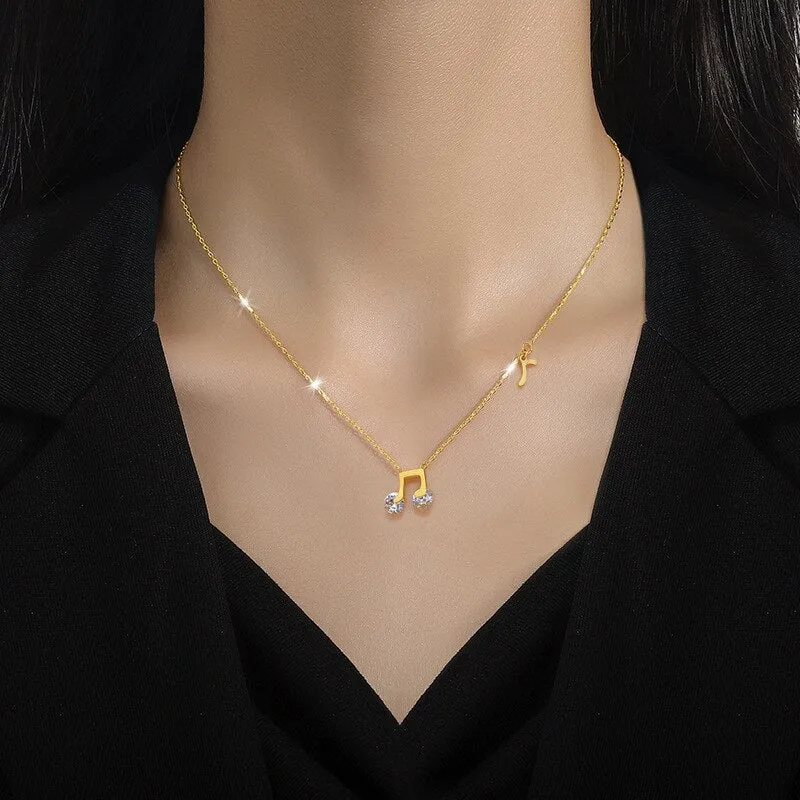 Gold Plated Jumping Notes Pendant Neckalce For Women