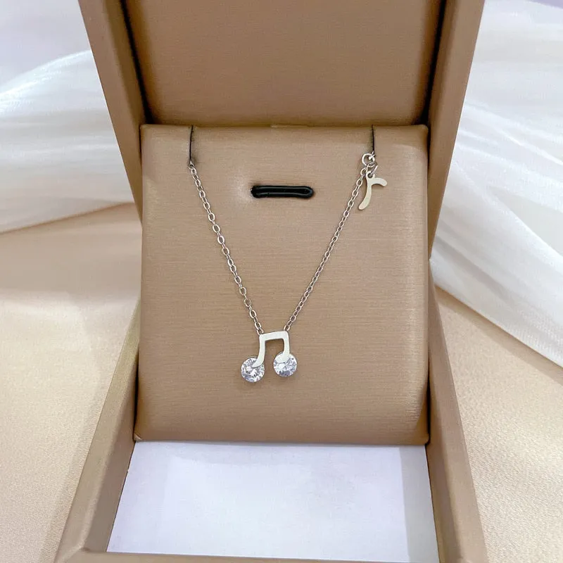Gold Plated Jumping Notes Pendant Neckalce For Women