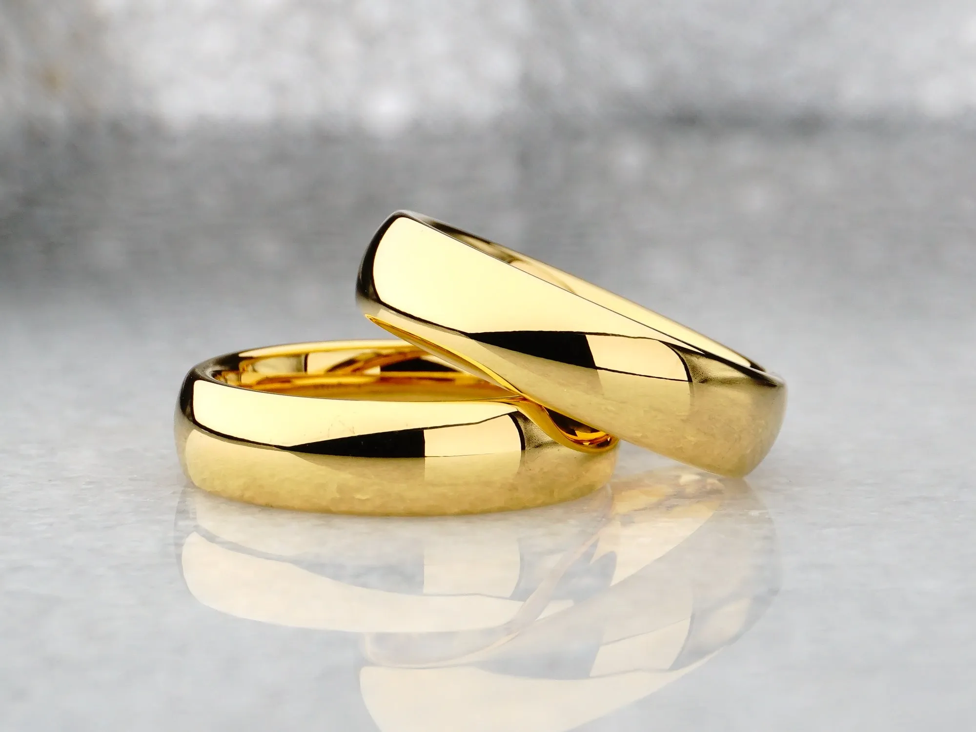 Gold Tungsten Ring, Polished Finish - 6MM
