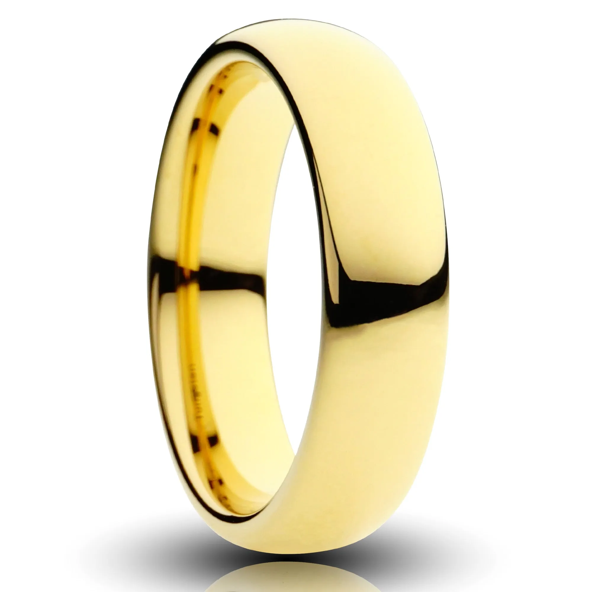 Gold Tungsten Ring, Polished Finish - 6MM
