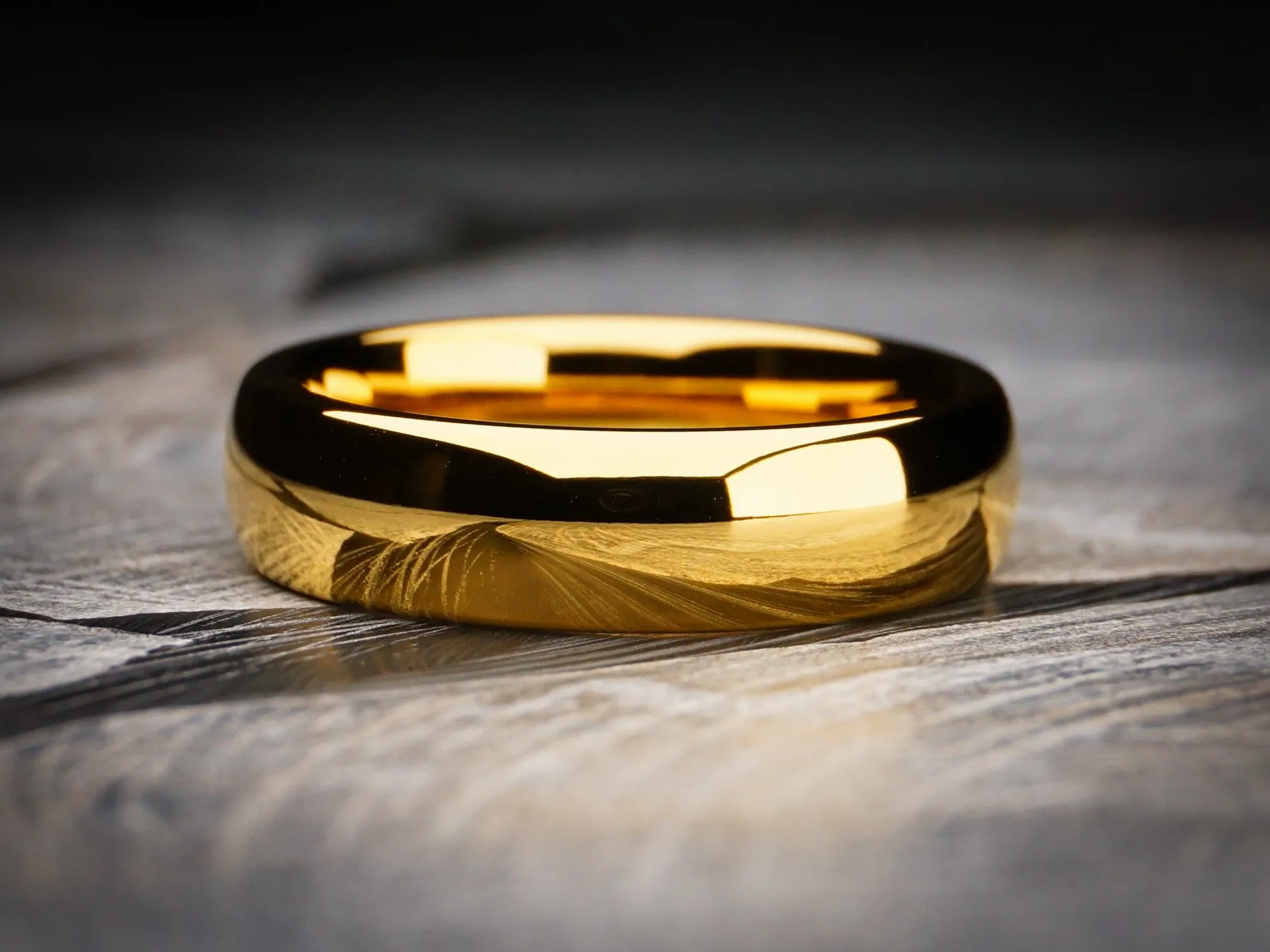 Gold Tungsten Ring, Polished Finish - 6MM