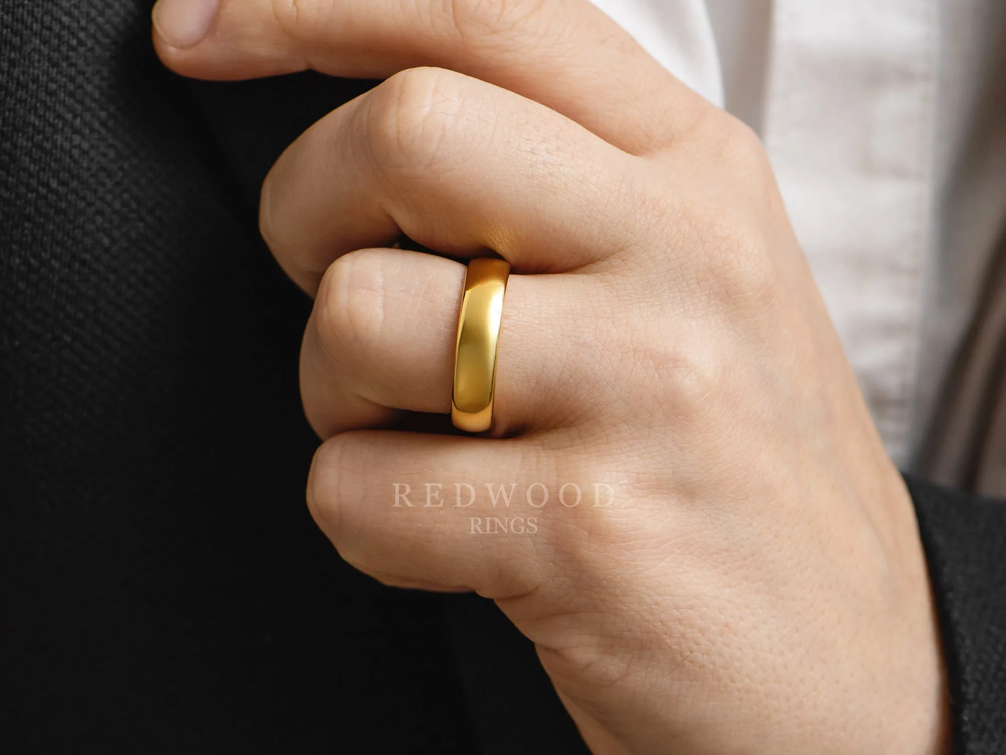 Gold Tungsten Ring, Polished Finish - 6MM