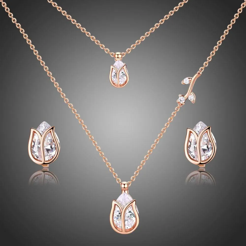 Golden Lotus Fashionable Jewelry Set for Women