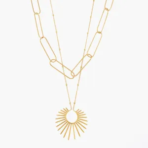 Goldglam 14k Gold Plated Sun and Pin Necklace