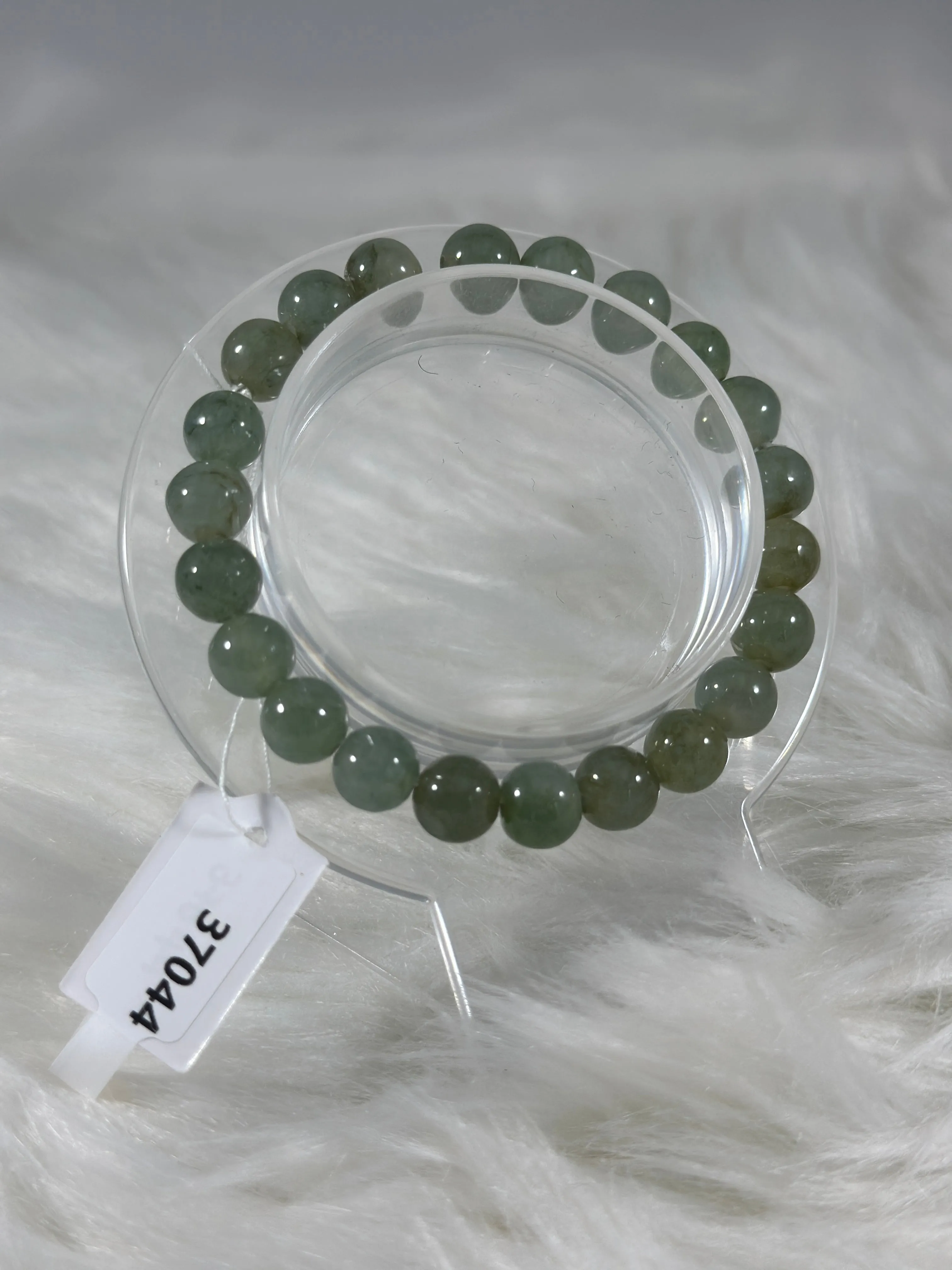 Grade A Natural Jade Beaded Bangle with certificate #37044