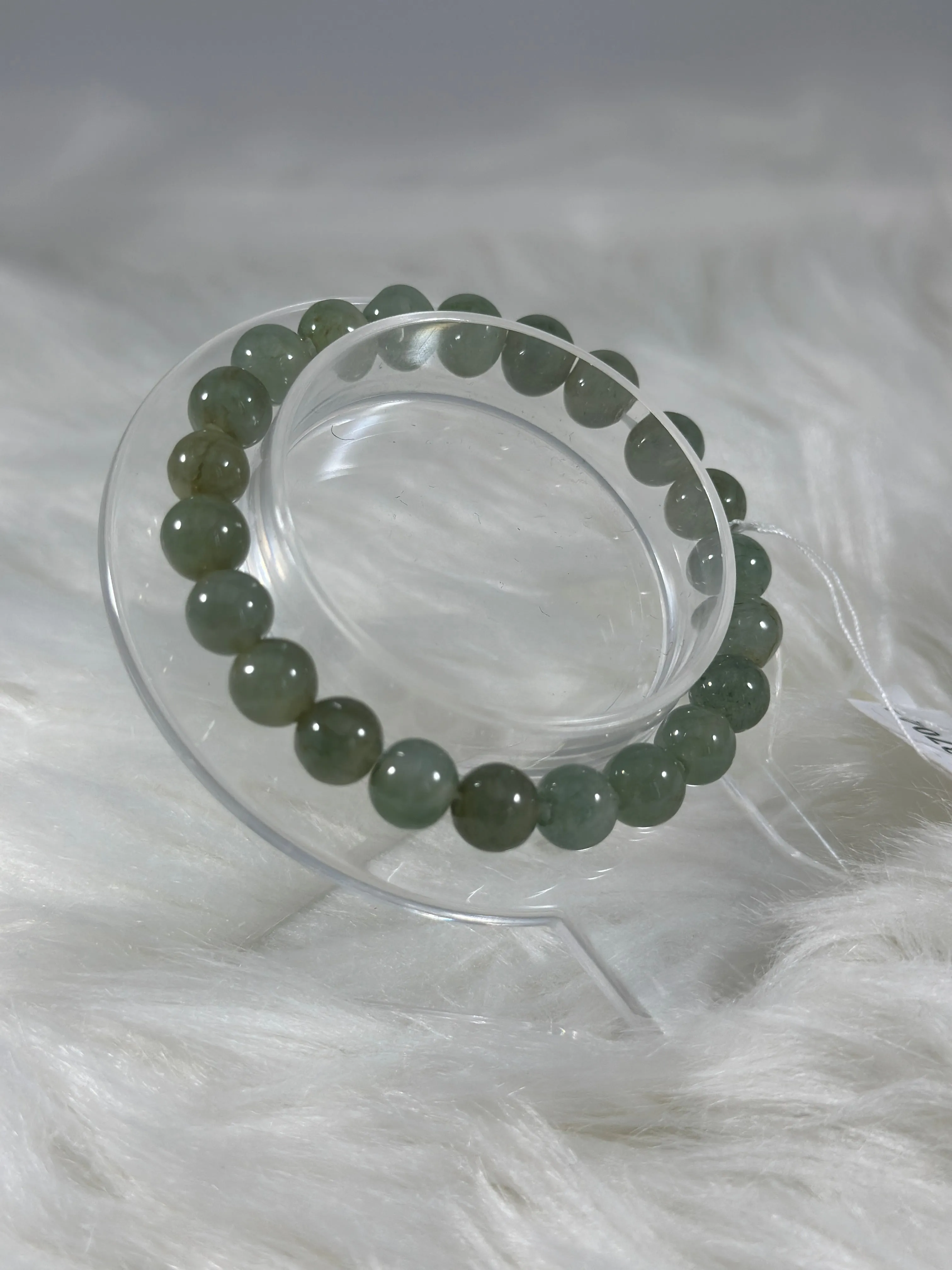 Grade A Natural Jade Beaded Bangle with certificate #37044
