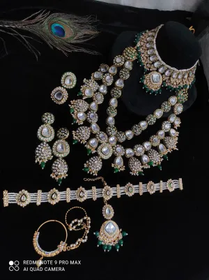 Green Colour Full Heavy Kundan Bridal Set