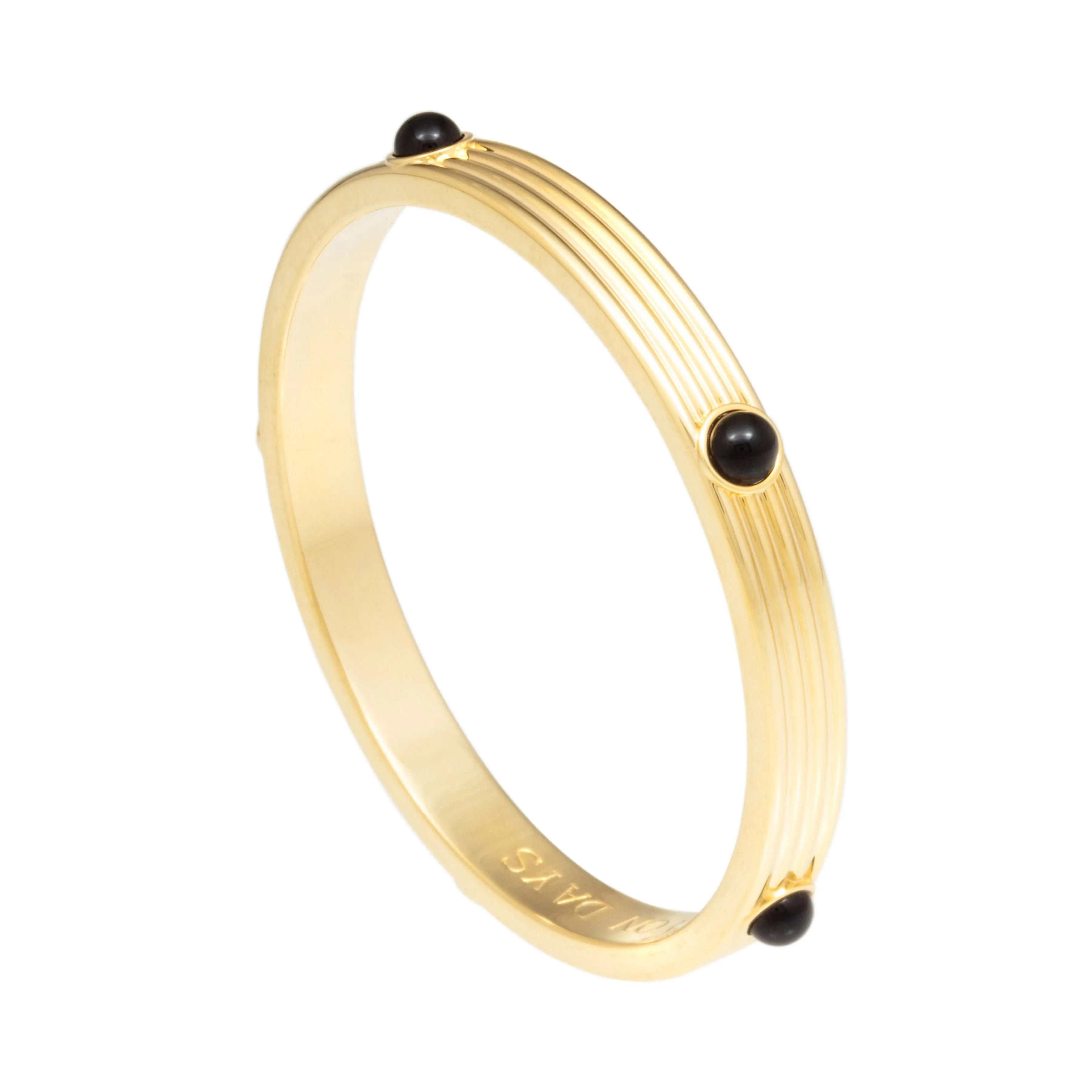 Halcyon Days Ribbed Cabochon Black Bangle