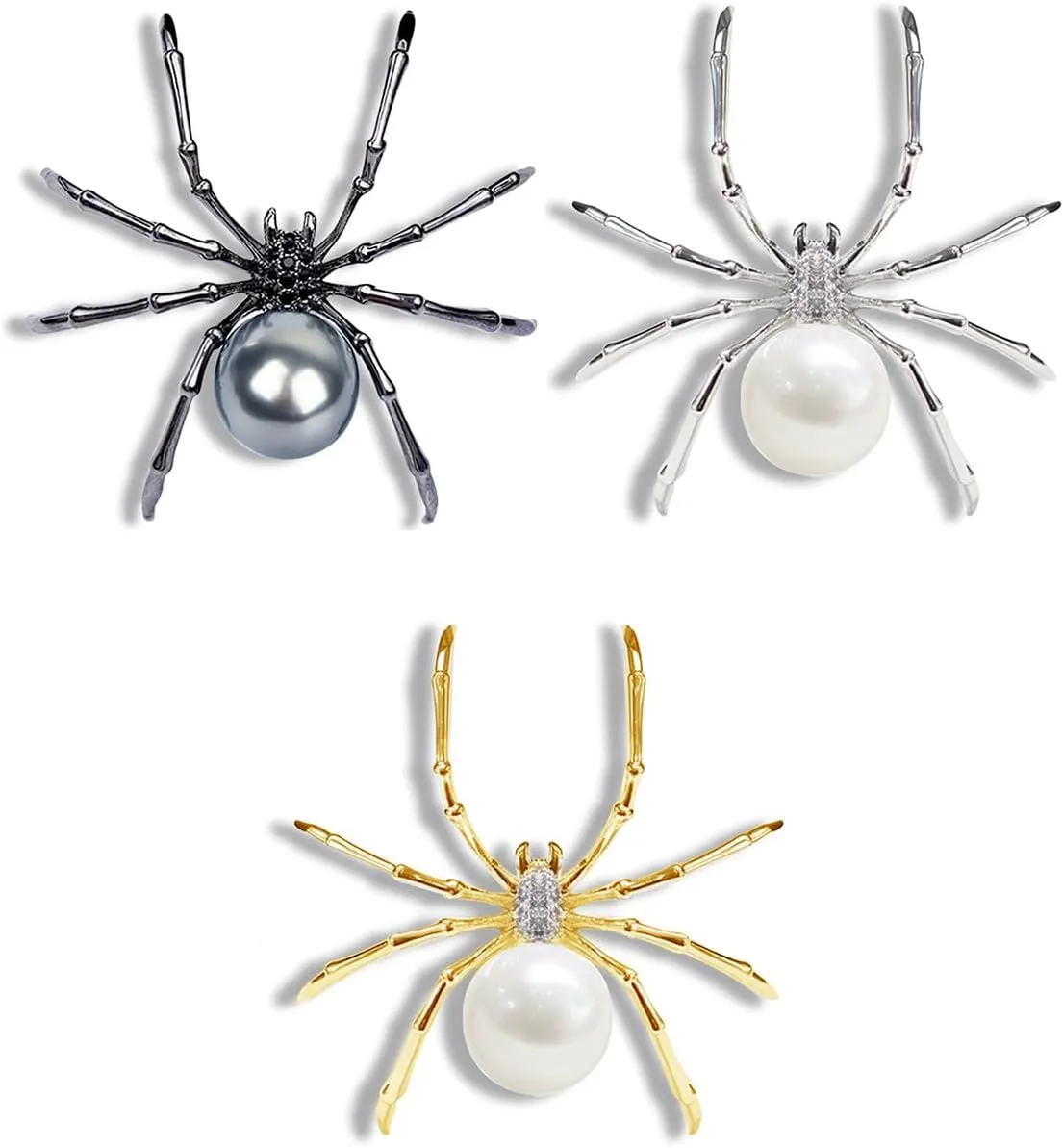 Halloween Spider Brooch for Women Men Goth Spider Pearl Spider Pins Animal Backpack Scarf Shirt Bag Hat Pin Jewelry Halloween Party Accessories Gifts