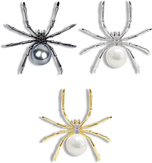 Halloween Spider Brooch for Women Men Goth Spider Pearl Spider Pins Animal Backpack Scarf Shirt Bag Hat Pin Jewelry Halloween Party Accessories Gifts