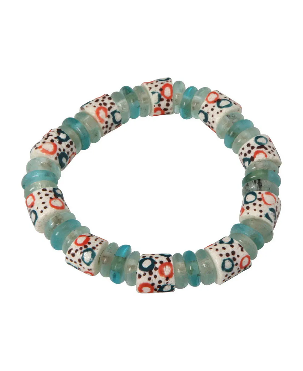 Hand Painted Glass Bead Ghana Bracelet, Multiple Colors