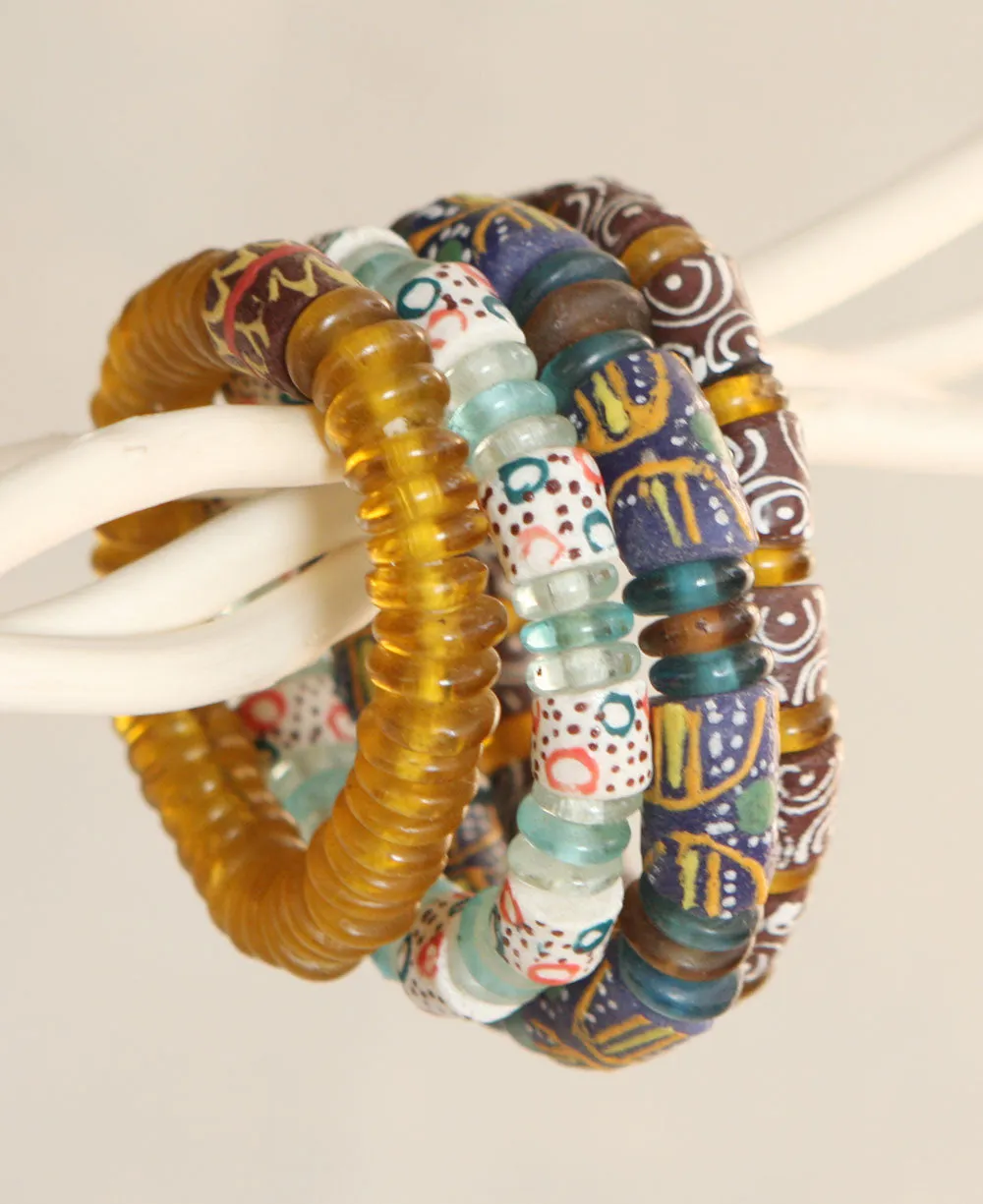 Hand Painted Glass Bead Ghana Bracelet, Multiple Colors