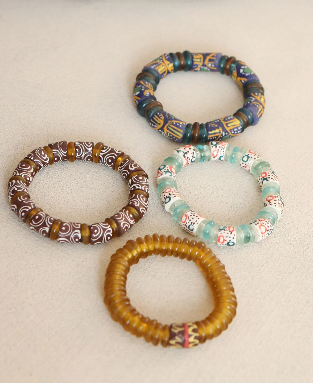 Hand Painted Glass Bead Ghana Bracelet, Multiple Colors