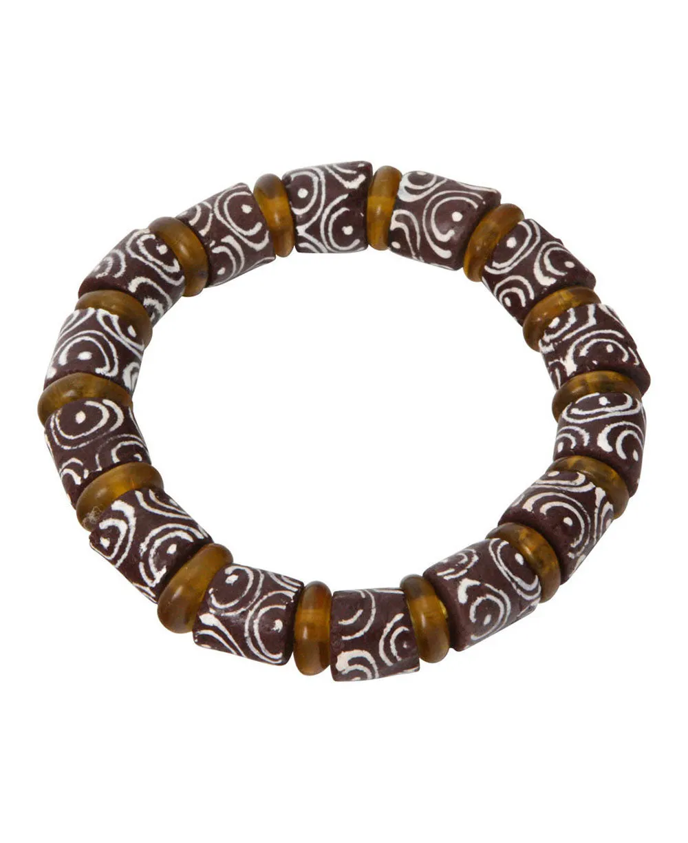 Hand Painted Glass Bead Ghana Bracelet, Multiple Colors
