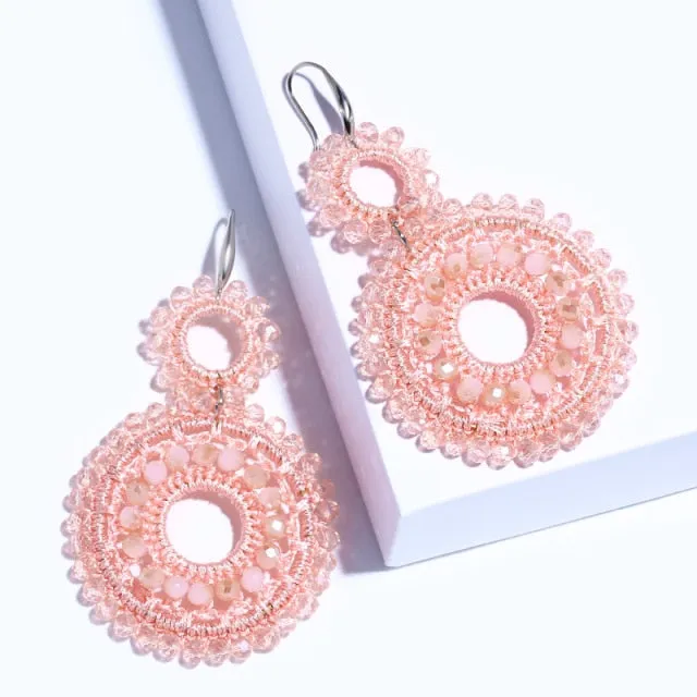 Handmade Boho Beaded Drop Earrings