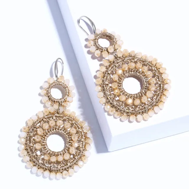 Handmade Boho Beaded Drop Earrings
