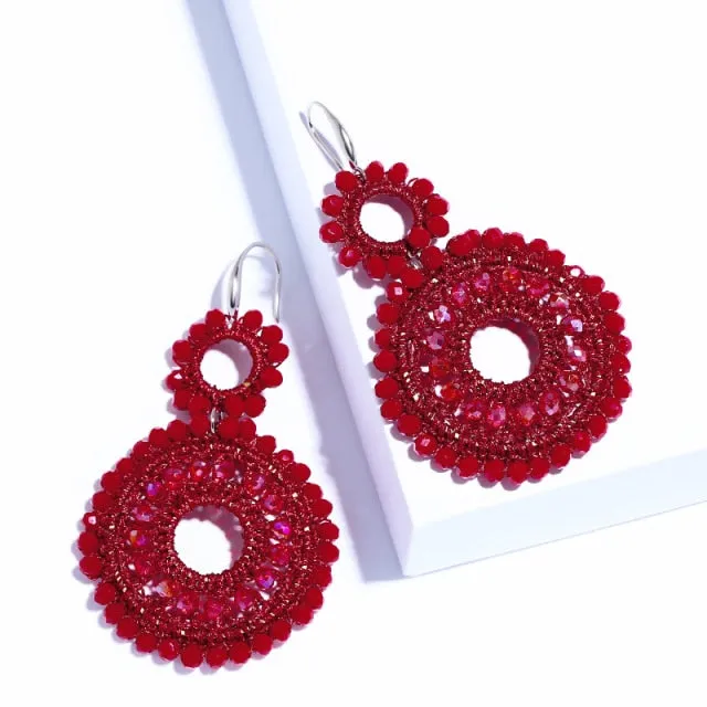 Handmade Boho Beaded Drop Earrings