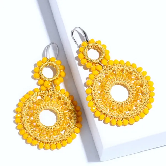 Handmade Boho Beaded Drop Earrings