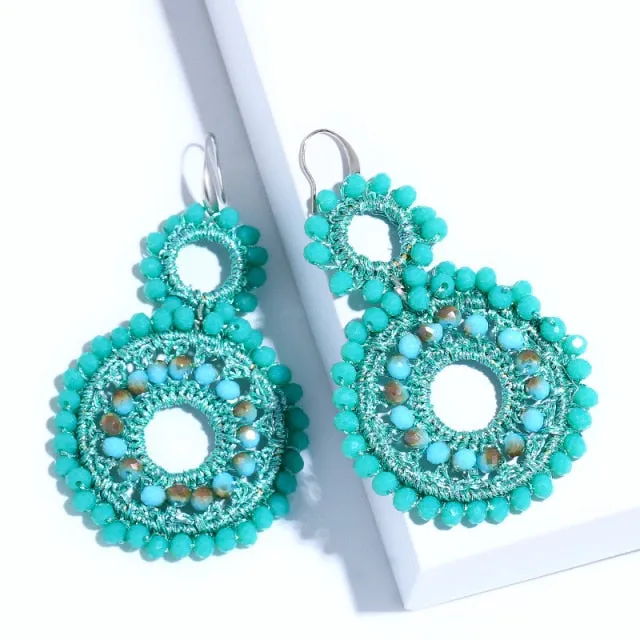 Handmade Boho Beaded Drop Earrings