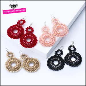Handmade Boho Beaded Drop Earrings