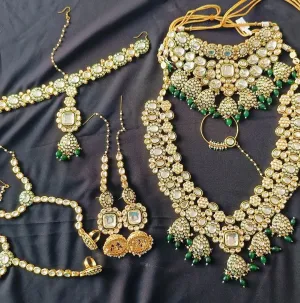 Heavy Kundan Green Colour Full Bridal Set unique deigne