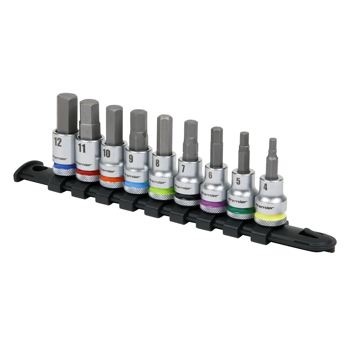 Hex Socket Bit Set 9pc 3/8"Sq Drive  - Platinum - AK6250