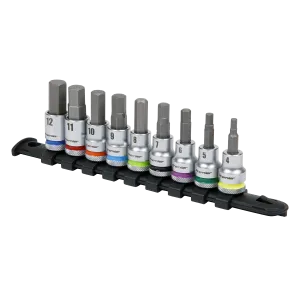 Hex Socket Bit Set 9pc 3/8"Sq Drive  - Platinum - AK6250