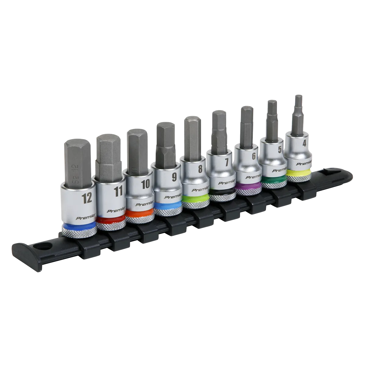 Hex Socket Bit Set 9pc 3/8"Sq Drive  - Platinum - AK6250