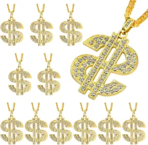 Hip Hop Gold Chain Long Gold Plated Necklace Accessories Mens Dollar Sign Necklaces Money Necklace Fake Gold Chain