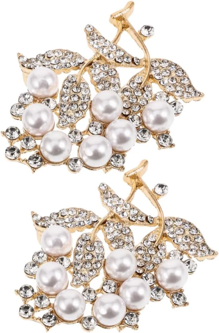 Homoyoyo 2pcs Leaf Brooch Pin for Women Imitation Rhinestone Inlaid Leaf Design Versatile Fashion Accessory for Parties Weddings and Everyday Wear
