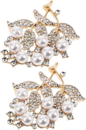 Homoyoyo 2pcs Leaf Brooch Pin for Women Imitation Rhinestone Inlaid Leaf Design Versatile Fashion Accessory for Parties Weddings and Everyday Wear