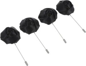 Homoyoyo 4pcs Groom Boutonniere Set - Wrapped Rose Corsages for Men's Suits - Elegant Wedding Accessory, 9CM, Metal
