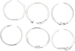 Homoyoyo 6pcs Women's Stackable Open Ring Set Alloy Adjustable Knuckle Jewelry Pretty Design for Daily Wear