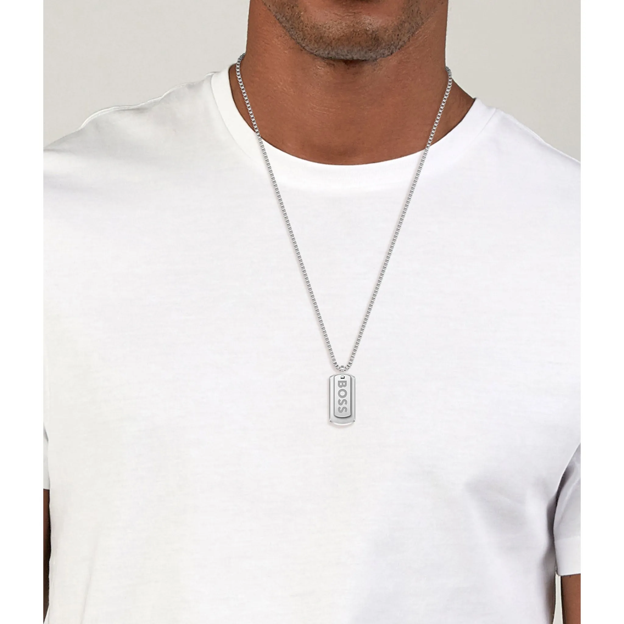 Hugo Boss Jewellery Stainless Steel Men's Pendant with Chain Necklace - 1580575