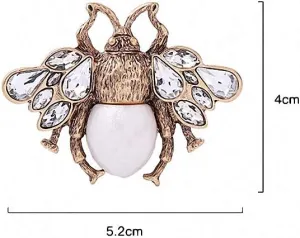 Imitation Pearl Insect Bee Brooches Women Charming Alloy Vintage Brooch Pink Jewelry